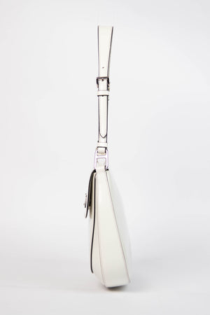Prada White Leather Medium Cleo Shoulder Bag