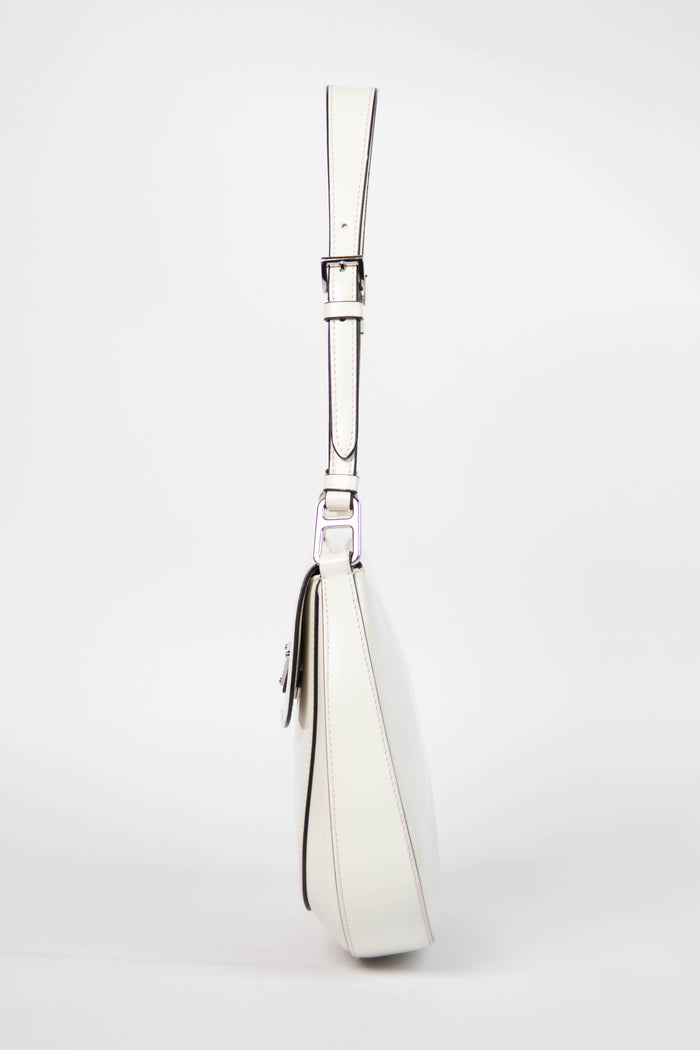 Prada White Leather Medium Cleo Shoulder Bag