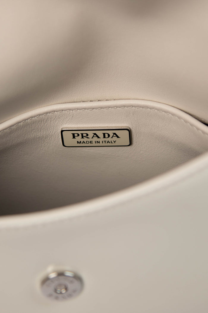 Prada White Leather Medium Cleo Shoulder Bag