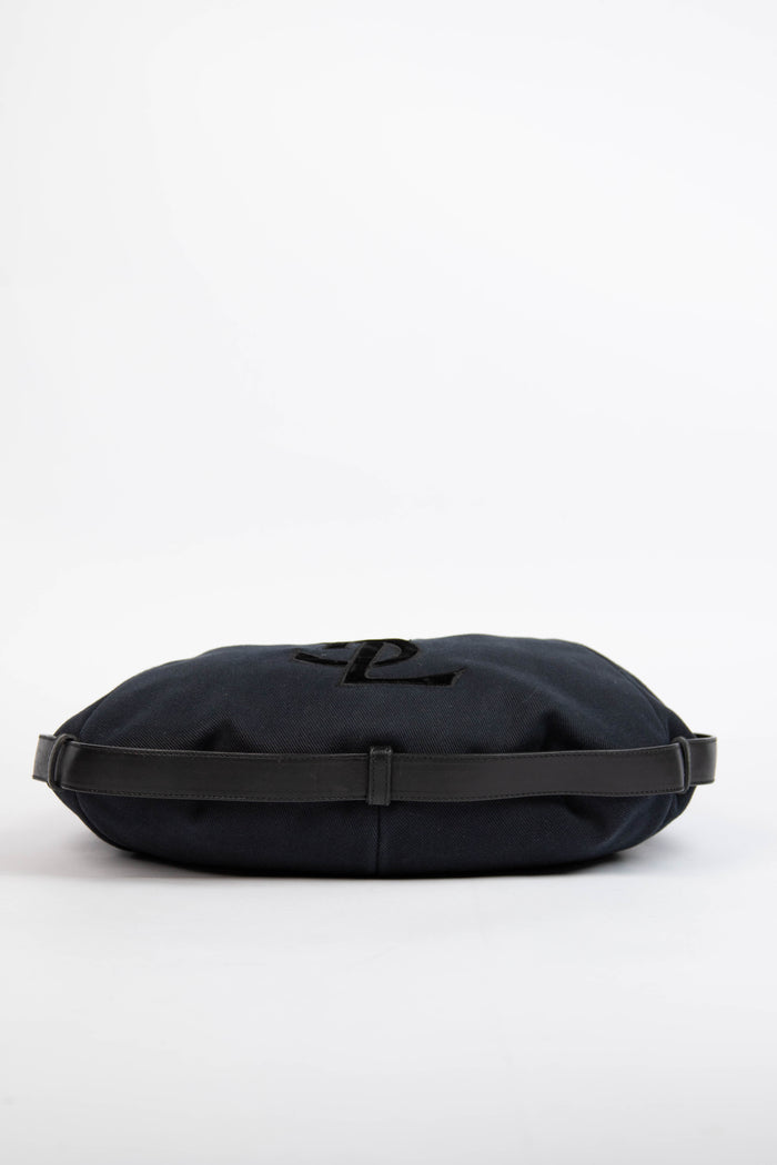 Vintage Yves Saint Laurent Black Canvas Mombasa Shoulder Bag