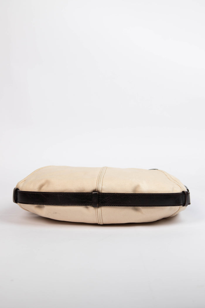 Vintage Yves Saint Laurent Cream Contrast Trim Mombasa Shoulder Bag
