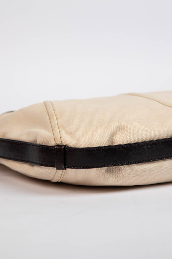 Vintage Yves Saint Laurent Cream Contrast Trim Mombasa Shoulder Bag