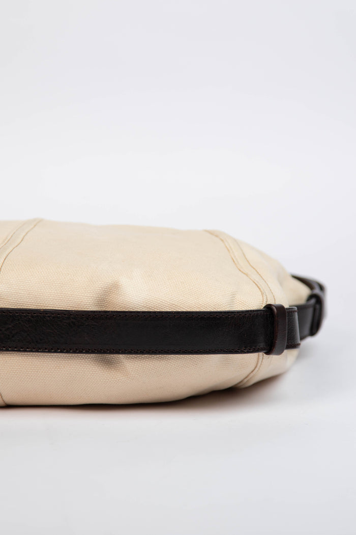 Vintage Yves Saint Laurent Cream Contrast Trim Mombasa Shoulder Bag