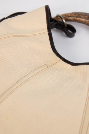 Vintage Yves Saint Laurent Cream Contrast Trim Mombasa Shoulder Bag