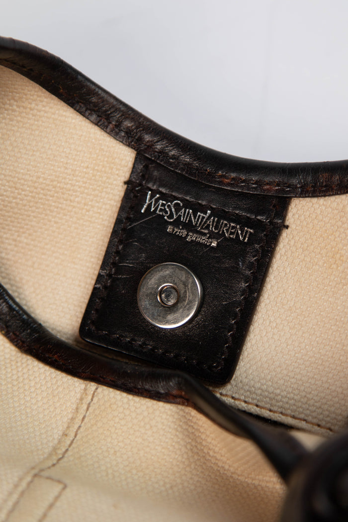 Vintage Yves Saint Laurent Cream Contrast Trim Mombasa Shoulder Bag