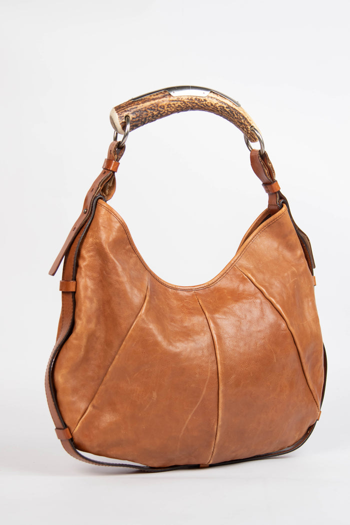 Vintage Yves Saint Laurent Tan Leather Mombasa Shoulder Bag