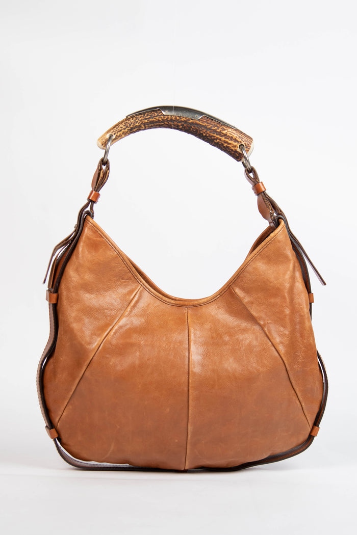 Vintage Yves Saint Laurent Tan Leather Mombasa Shoulder Bag