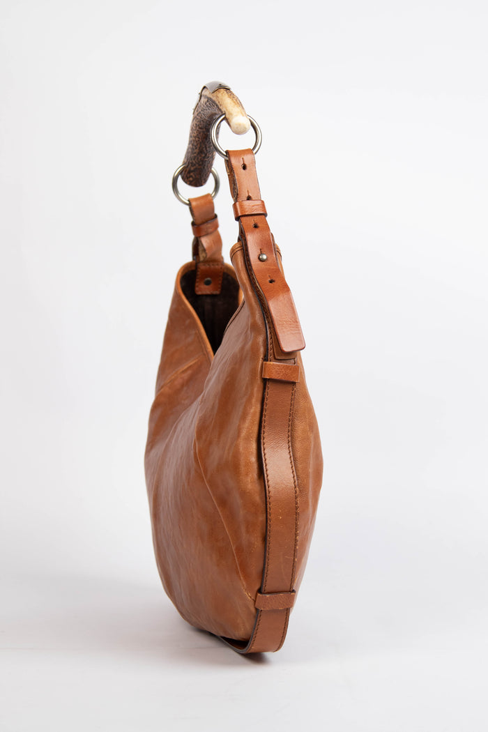 Vintage Yves Saint Laurent Tan Leather Mombasa Shoulder Bag