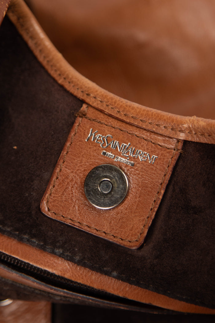 Vintage Yves Saint Laurent Tan Leather Mombasa Shoulder Bag
