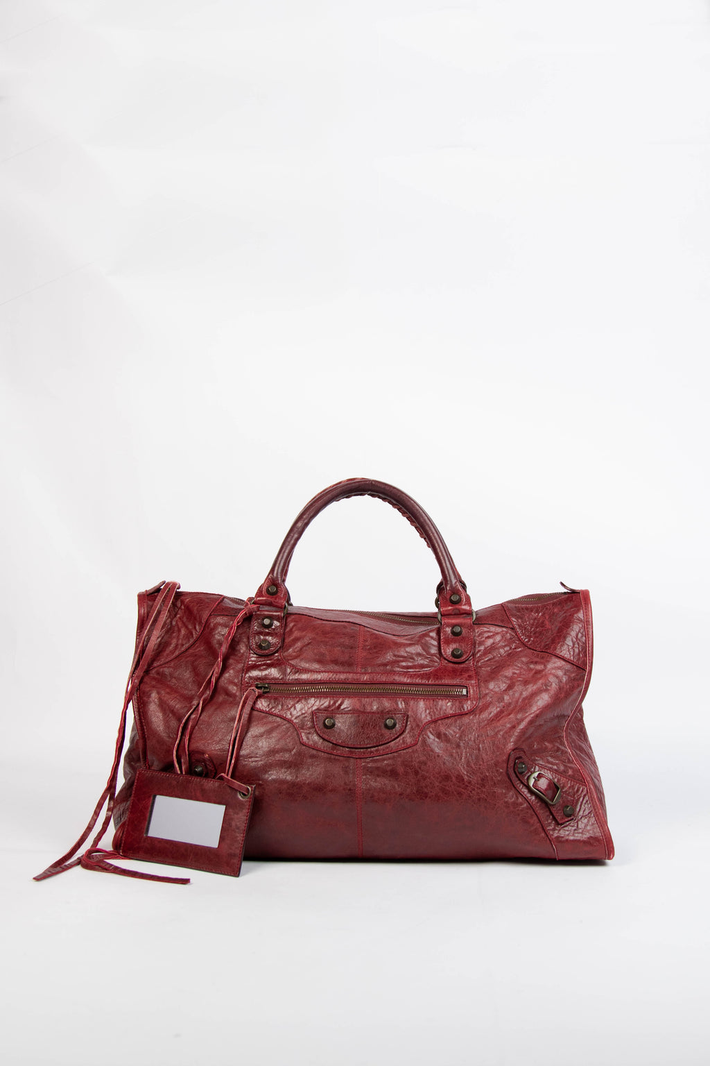 2000s Balenciaga Leather Oxblood Work City Bag
