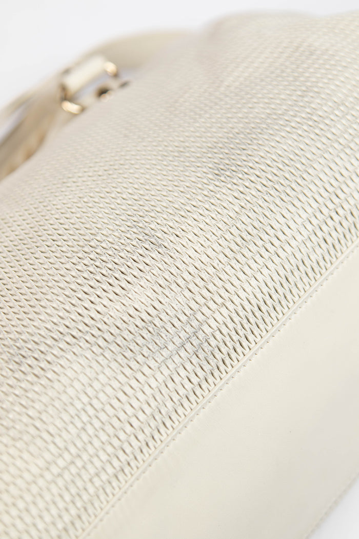 2010s Balenciaga White Perforated Leather City Bag