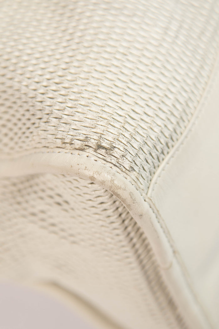 2010s Balenciaga White Perforated Leather City Bag
