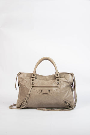 2010s Balenciaga Taupe Leather City Bag