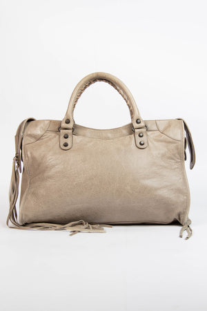 2010s Balenciaga Taupe Leather City Bag