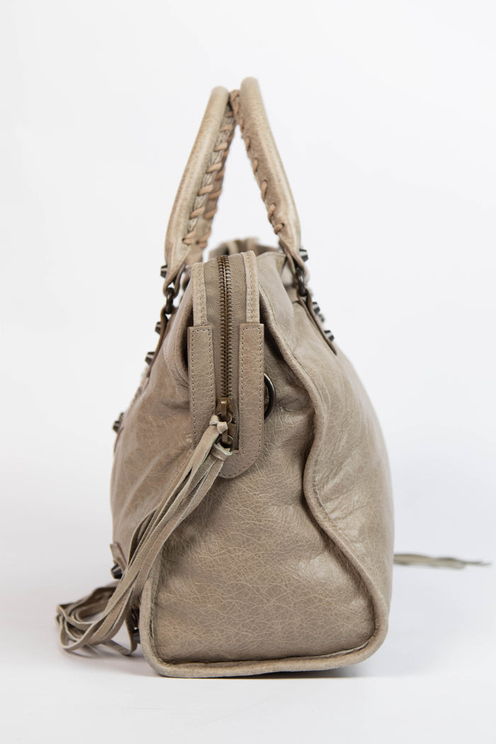 2010s Balenciaga Taupe Leather City Bag