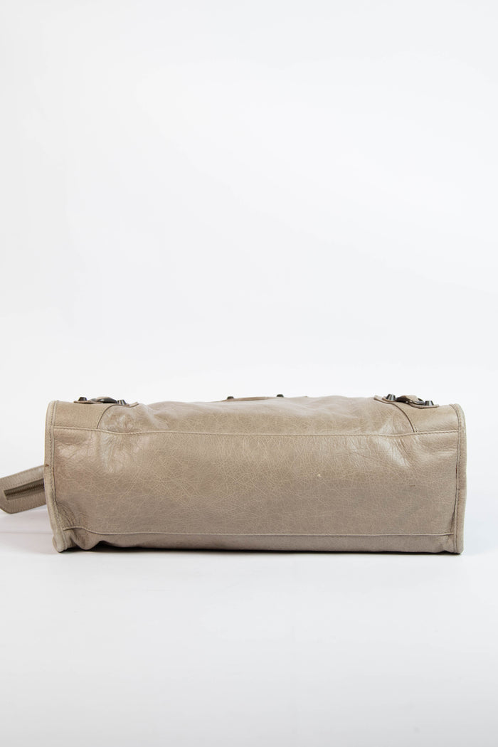 2010s Balenciaga Taupe Leather City Bag