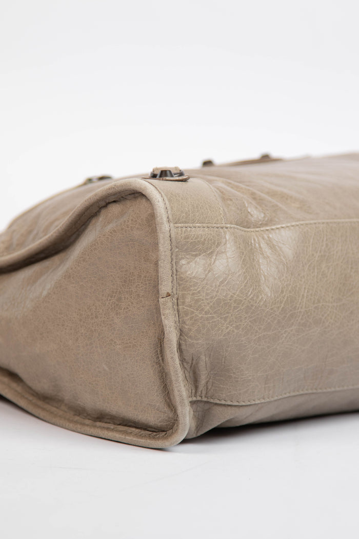 2010s Balenciaga Taupe Leather City Bag