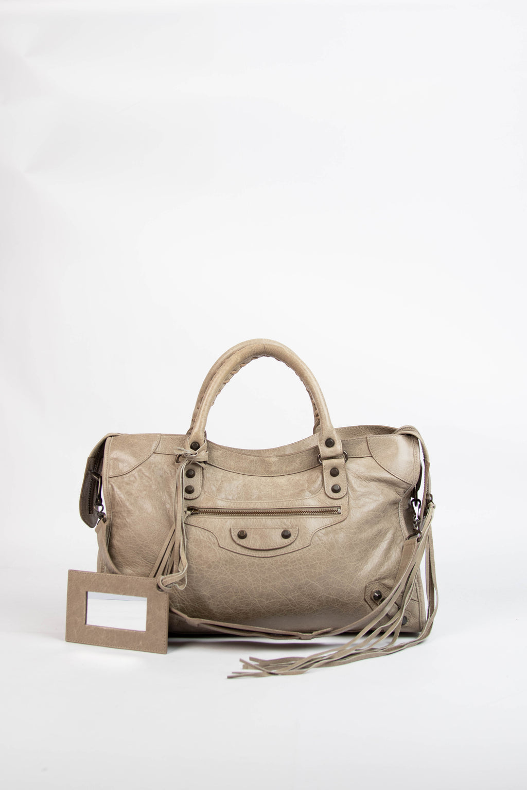 2010s Balenciaga Taupe Leather City Bag