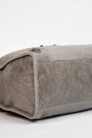 2000s Balenciaga Stone Grey Leather City Bag