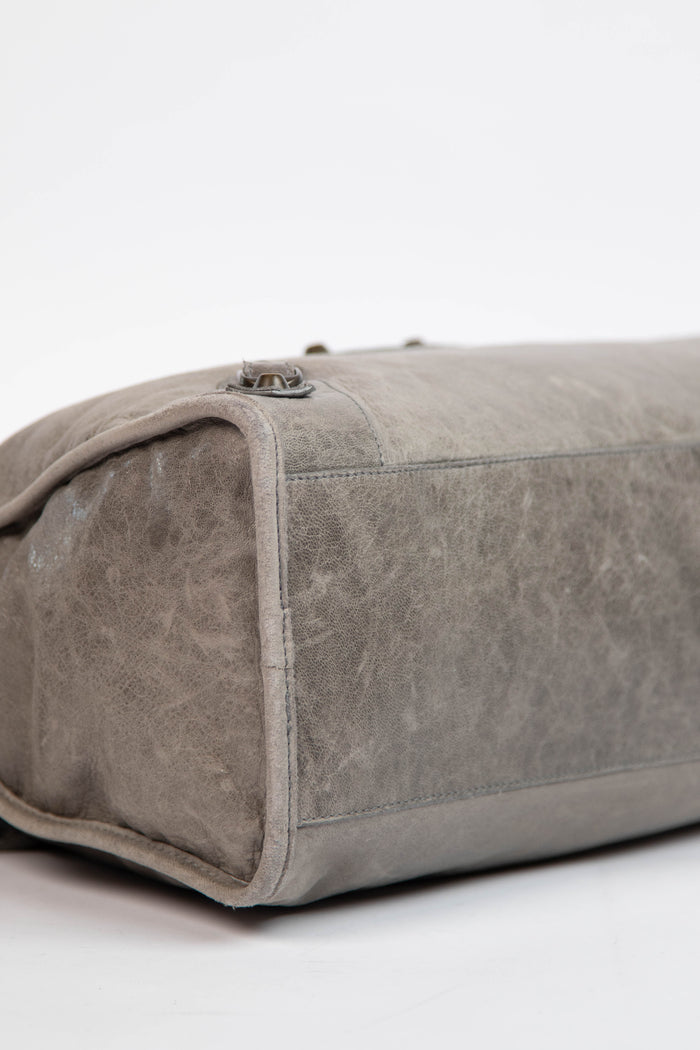2000s Balenciaga Stone Grey Leather City Bag