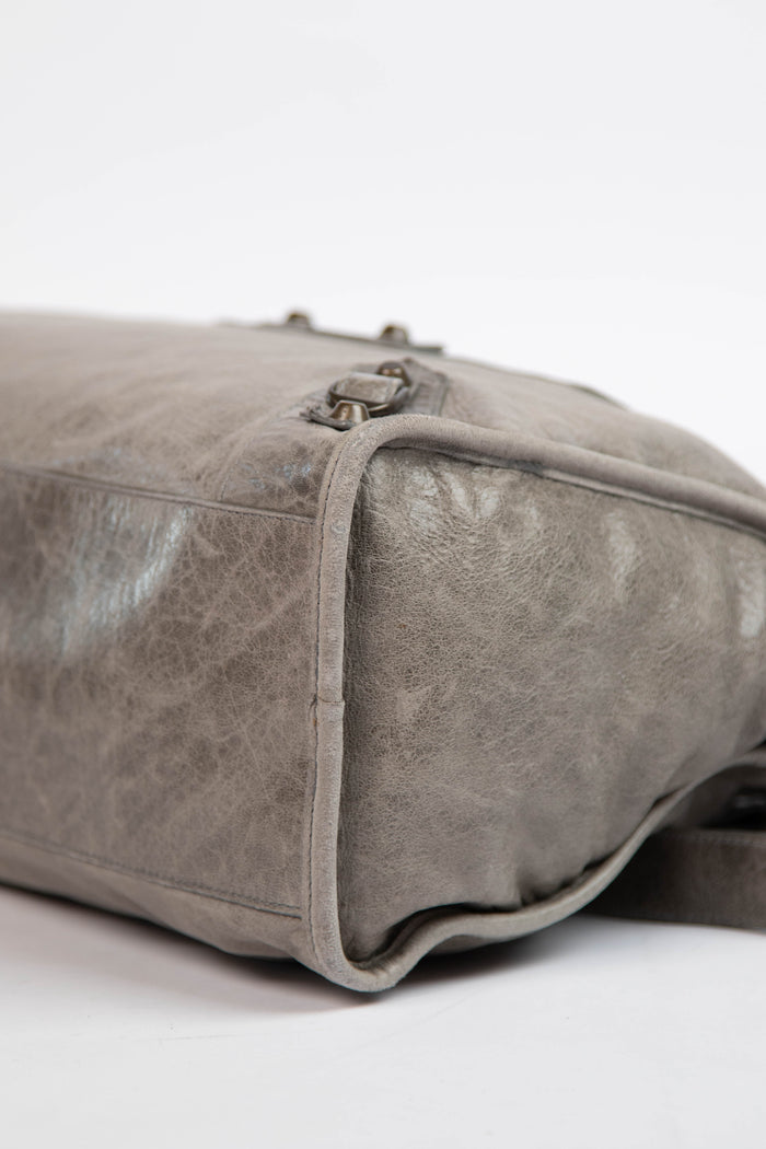 2000s Balenciaga Stone Grey Leather City Bag