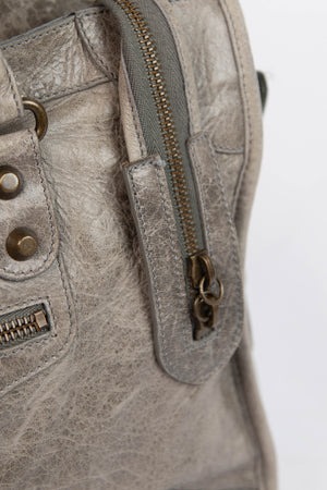 2000s Balenciaga Stone Grey Leather City Bag