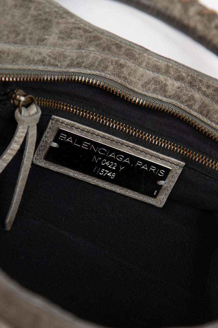 2000s Balenciaga Stone Grey Leather City Bag