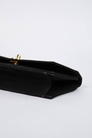Vintage Chanel Black Satin Clutch Bag