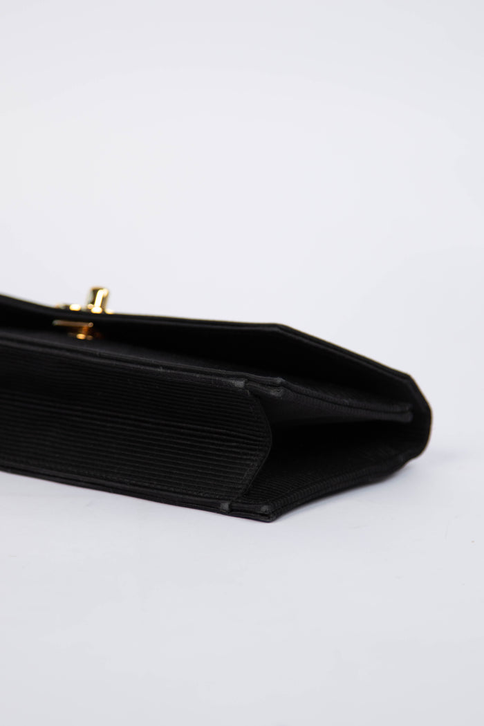 Vintage Chanel Black Satin Clutch Bag