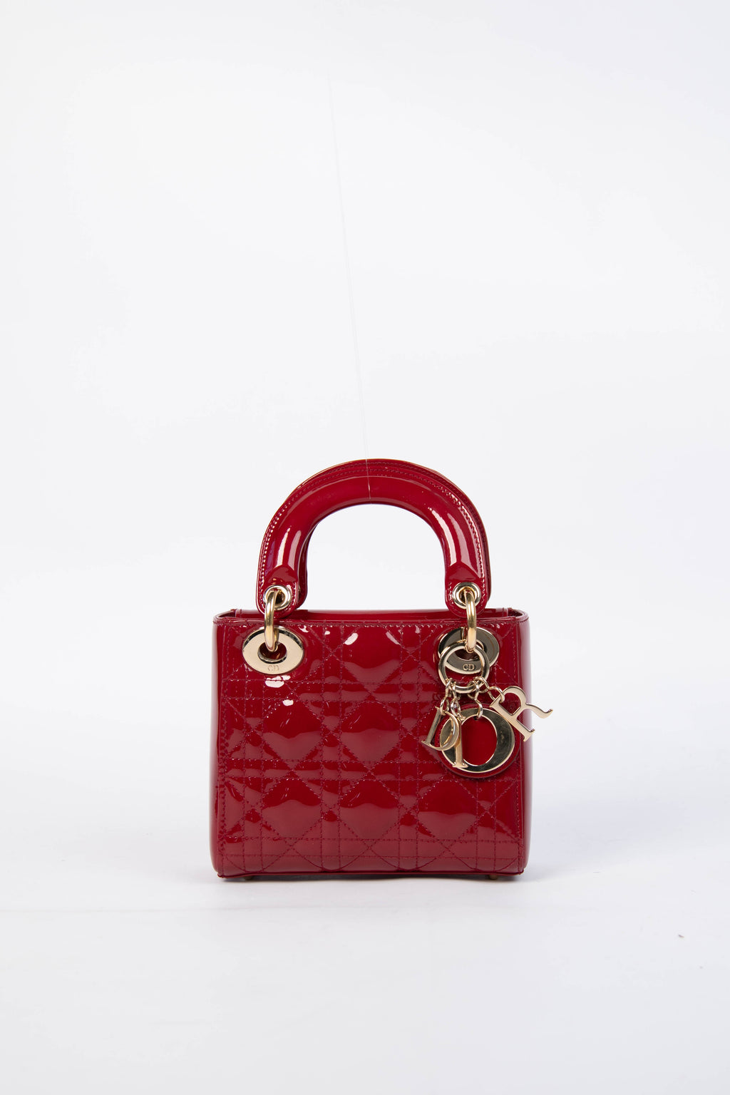 RARE Christian Dior Mini Red Patent Leather Lady Dior