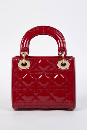 RARE Christian Dior Mini Red Patent Leather Lady Dior