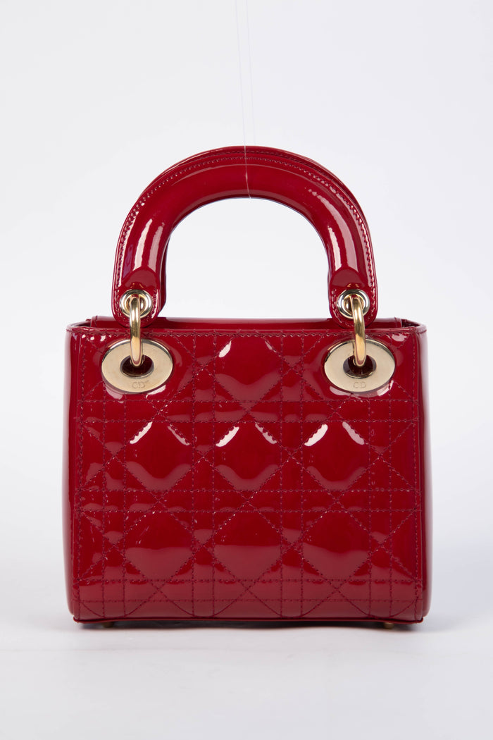 RARE Christian Dior Mini Red Patent Leather Lady Dior