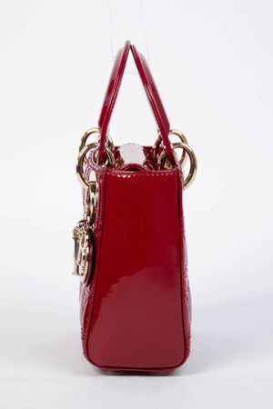 RARE Christian Dior Mini Red Patent Leather Lady Dior