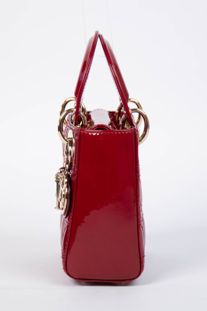 RARE Christian Dior Mini Red Patent Leather Lady Dior