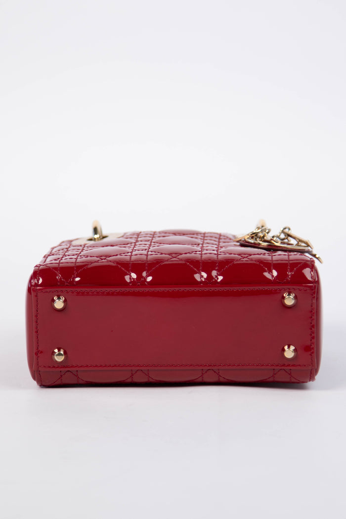 RARE Christian Dior Mini Red Patent Leather Lady Dior