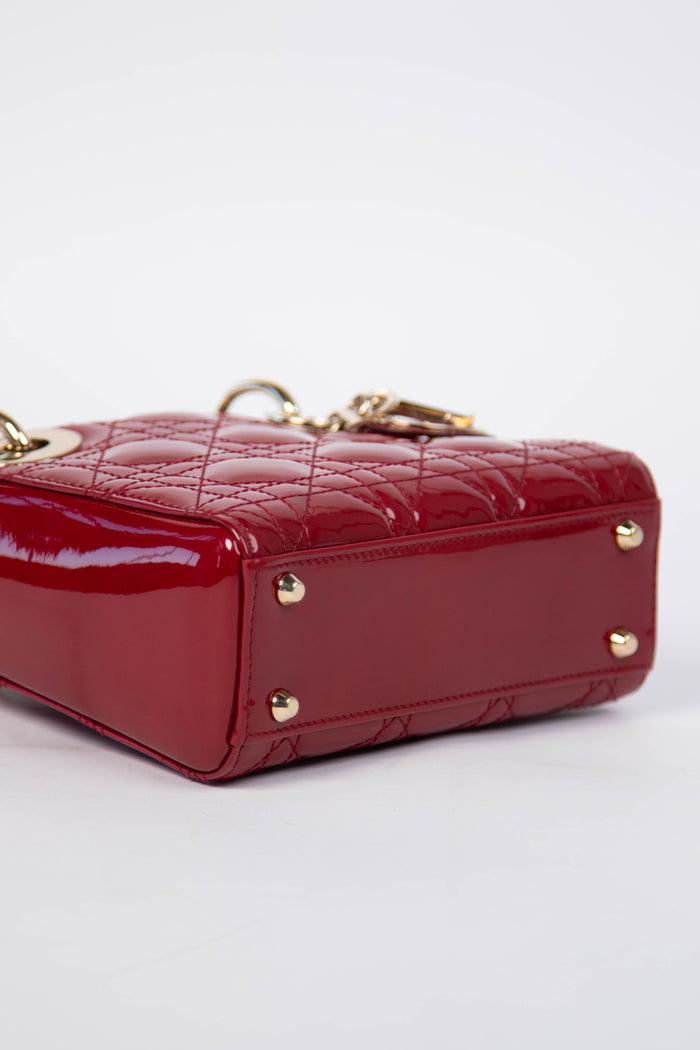 RARE Christian Dior Mini Red Patent Leather Lady Dior