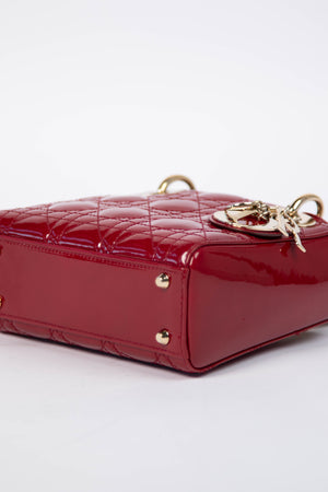 RARE Christian Dior Mini Red Patent Leather Lady Dior