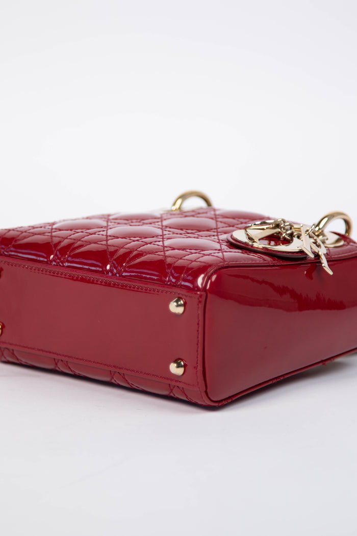 RARE Christian Dior Mini Red Patent Leather Lady Dior