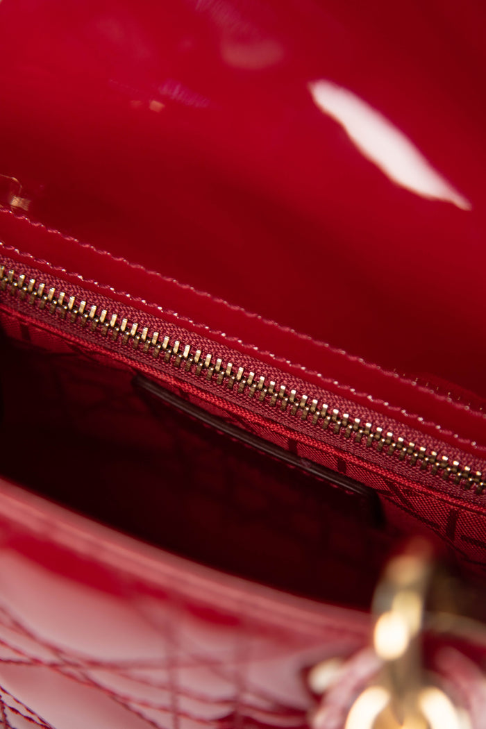 RARE Christian Dior Mini Red Patent Leather Lady Dior