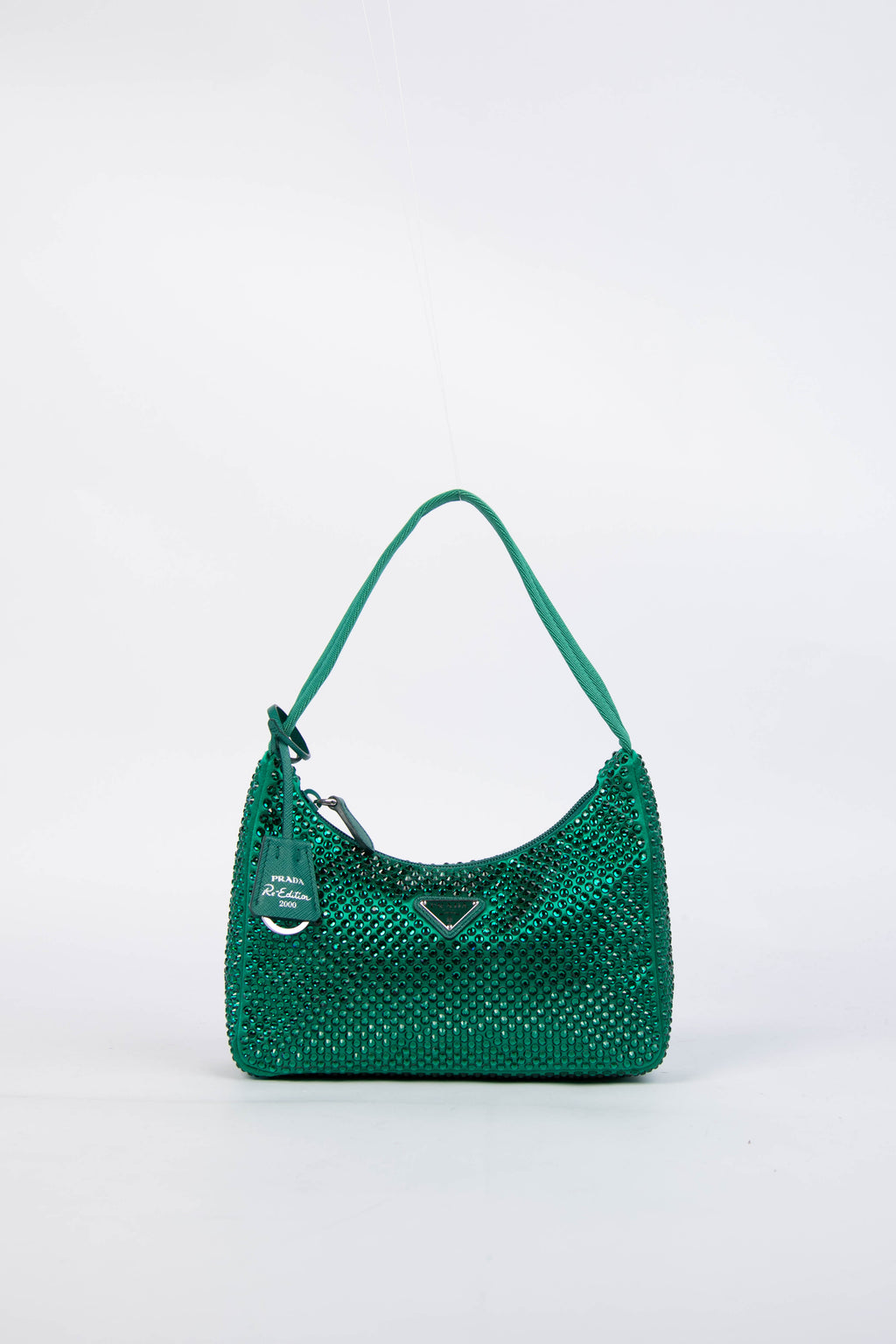 RARE Prada Green Crystal Re-edition 2000 Shoulder Bag