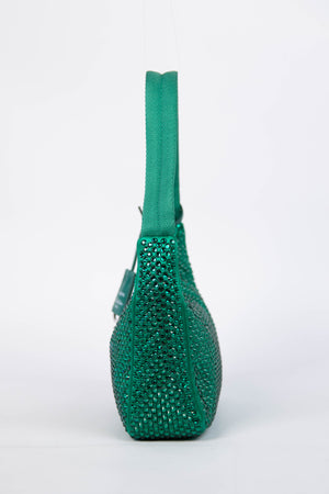 RARE Prada Green Crystal Re-edition 2000 Shoulder Bag