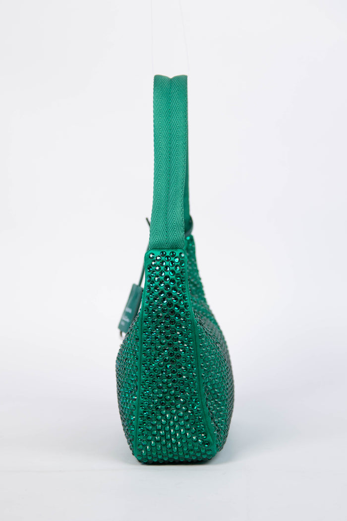 RARE Prada Green Crystal Re-edition 2000 Shoulder Bag