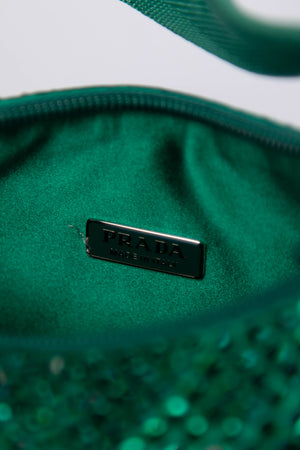 RARE Prada Green Crystal Re-edition 2000 Shoulder Bag