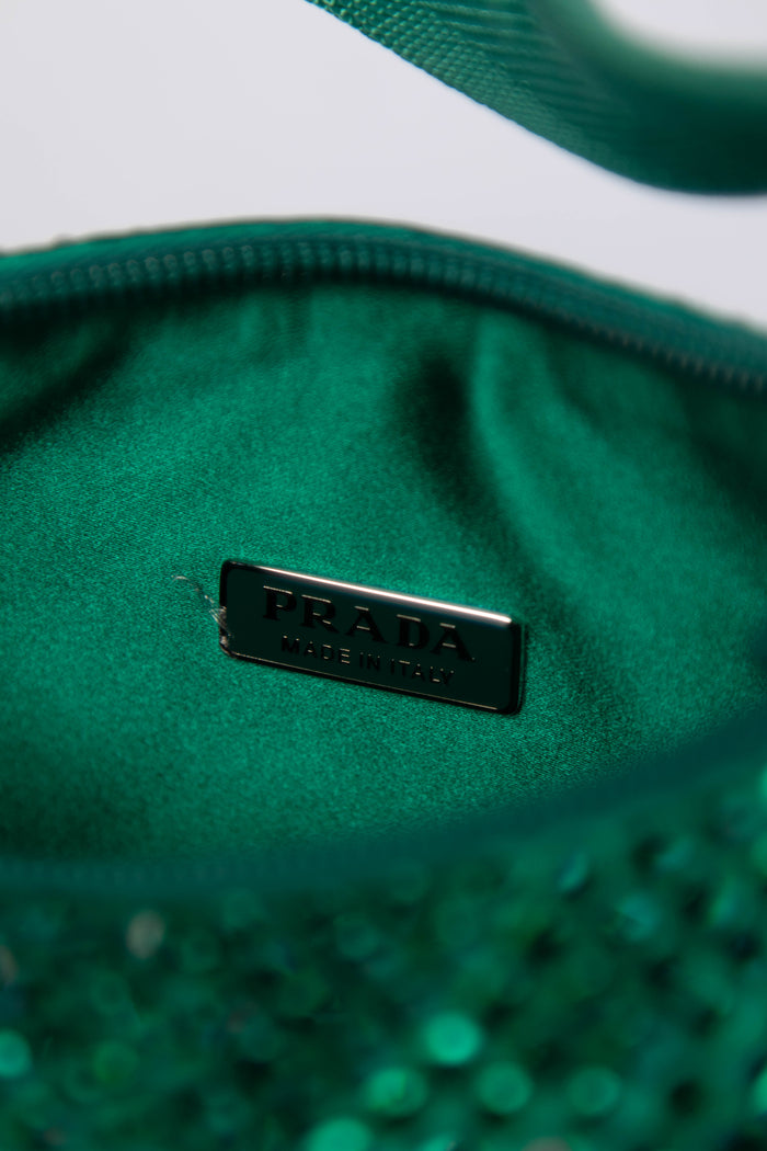 RARE Prada Green Crystal Re-edition 2000 Shoulder Bag