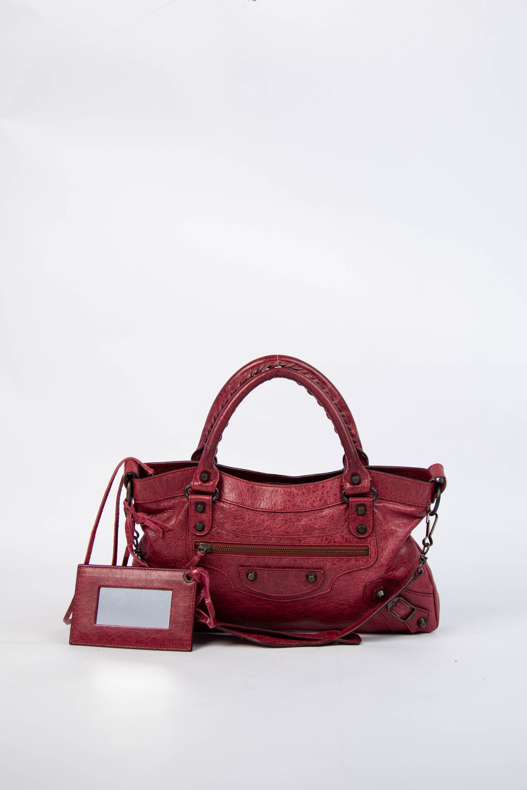 2000s Balenciaga Cherry Red Leather First City Shoulder Bag