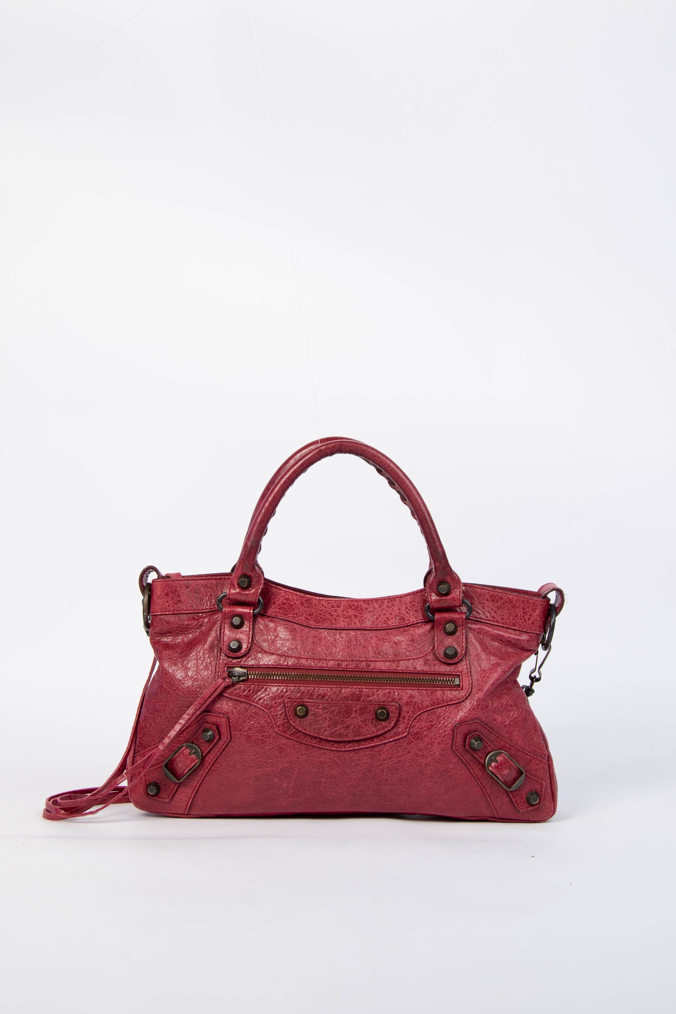 2000s Balenciaga Cherry Red Leather First City Shoulder Bag