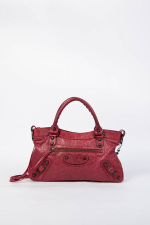 2000s Balenciaga Cherry Red Leather First City Shoulder Bag