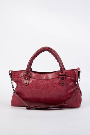 2000s Balenciaga Cherry Red Leather First City Shoulder Bag