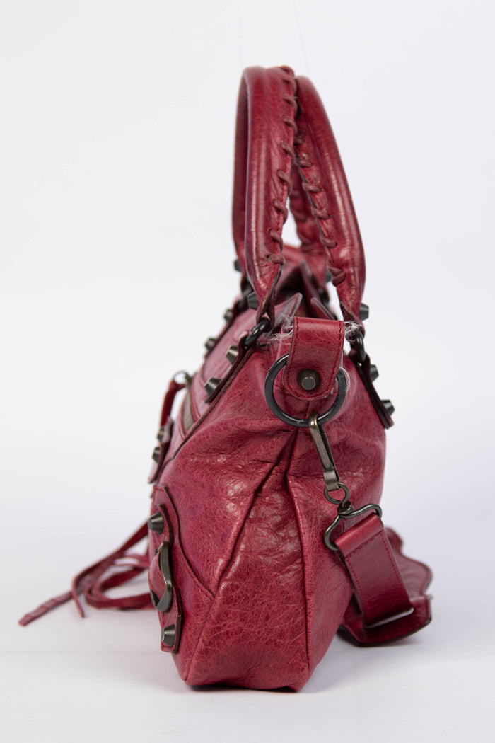 2000s Balenciaga Cherry Red Leather First City Shoulder Bag