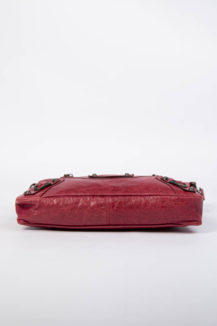 2000s Balenciaga Cherry Red Leather First City Shoulder Bag